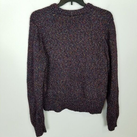 Madewell Women Sparkle Crewneck Wool Blend Pullover Sweater Sz 2XL Brown Lurex - Picture 3 of 6
